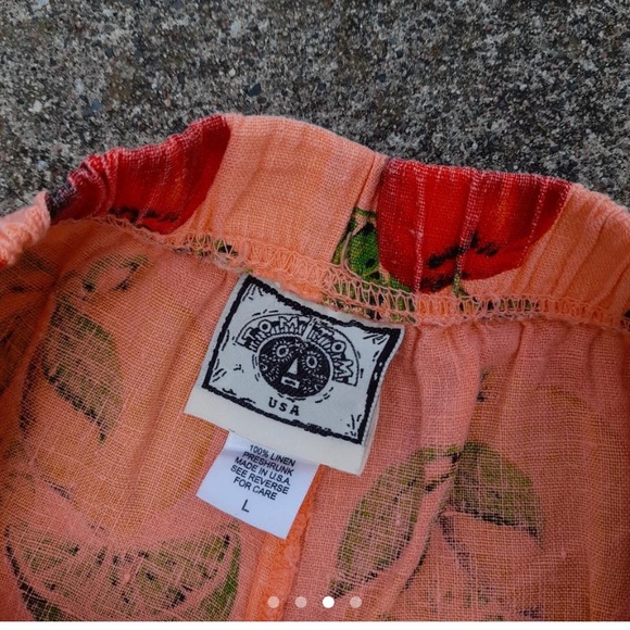 Vintage Linen Capri Fruit Pants - Picture 3 of 4